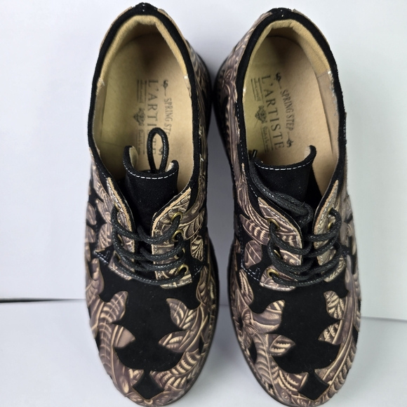 L’Artiste by Spring Step Womens Jigsaw Leather Textile Oxford Shoes Multicolor - Picture 10 of 12